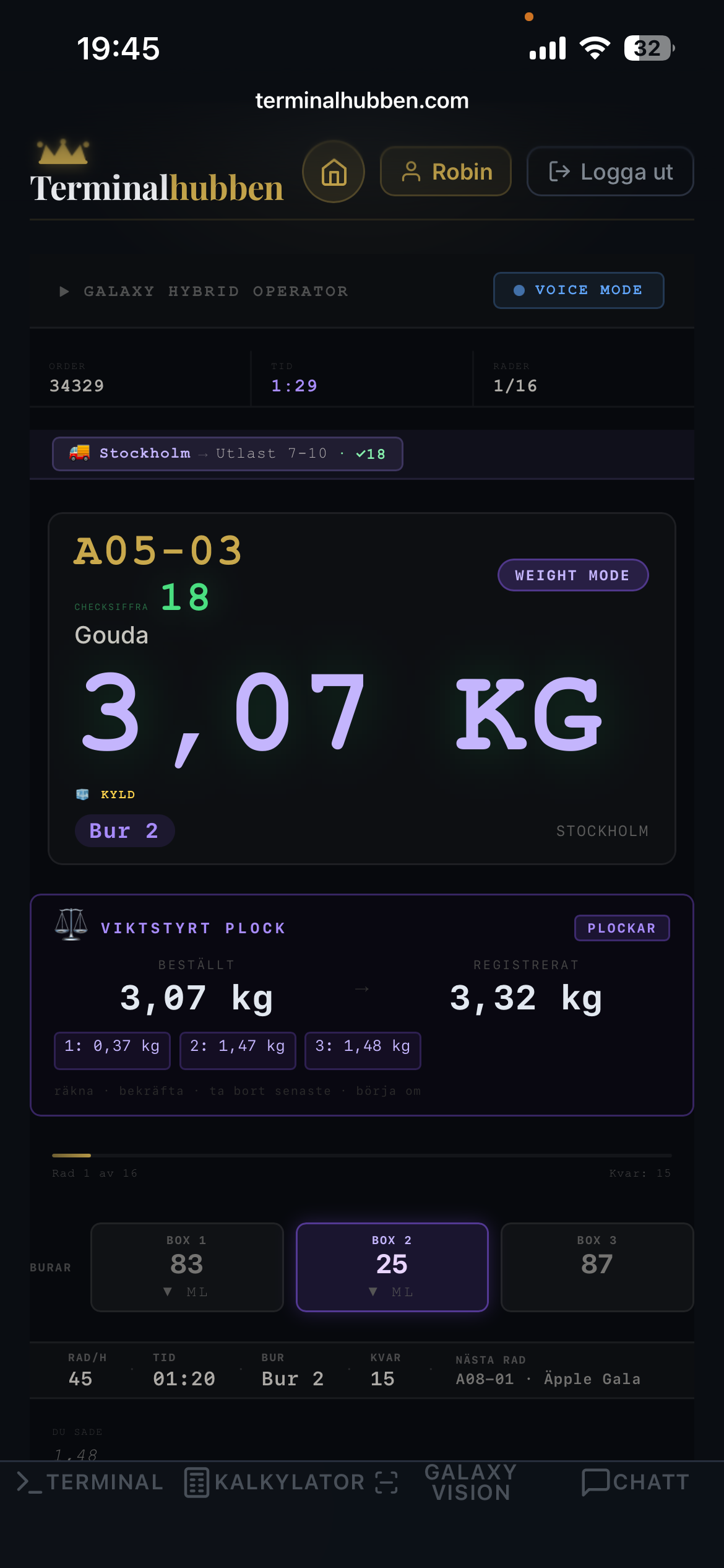 Galaxy Hybrid Operator — Weight Mode plock